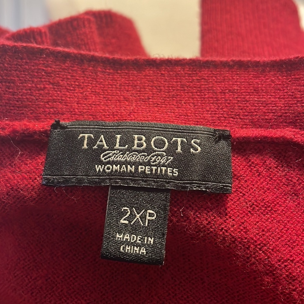 *Red Talbots V Neck Sweater With Ruffle Size 2XL Plus - Picture 9 of 9